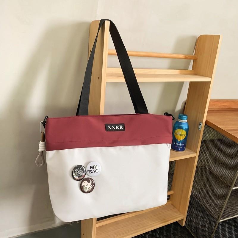 Trendy Unisex Canvas Shoulder Bag Retro Lazy Style Large Capacity Soft Polyester красный