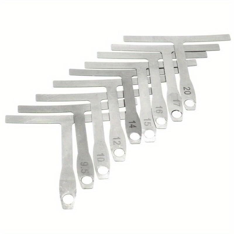 9pcs Guitar Spoke Gauge T-Shape Ruler Fingerboard Measure Luthier Tool Neck Arc Adjustment Measure Caliper