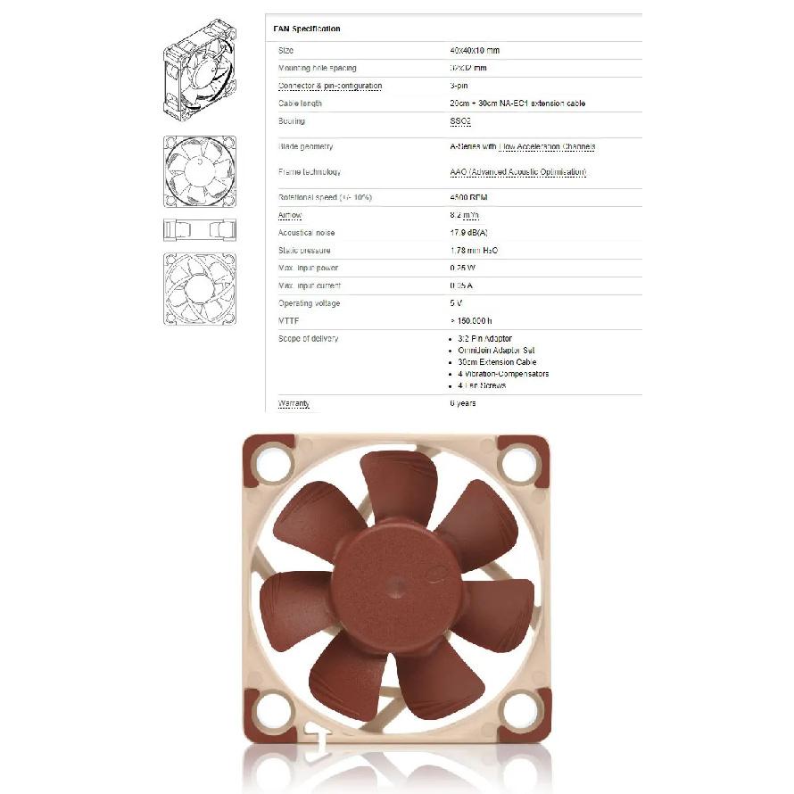 Noctua NF-A4x10 PWM 3pin/4pin 12V/5V Case Fan 40x40x10mm Thin Fan PWM Intelligent Temperature Control Ultra Small Fan