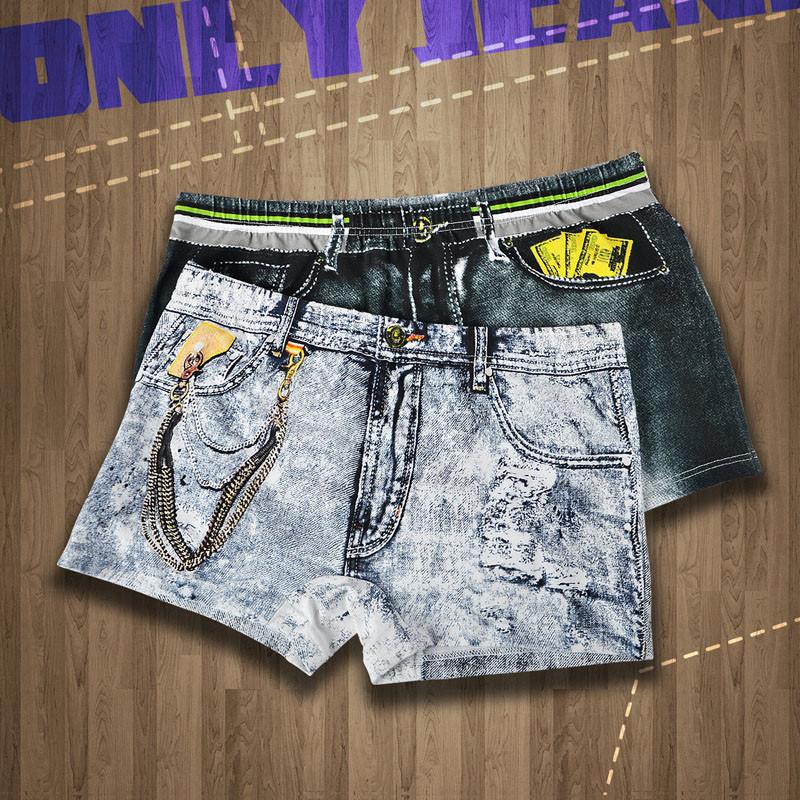 Hochwertige Herren-Baumwollshorts im europäischen und US-Stil Denim-Jeans Unterwäsche für Komfort