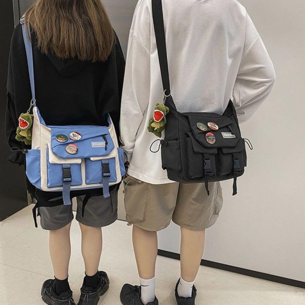 Japanese Style Men Crossbody Bag Large Capacity Casual Messenger Bag Nylon Postman Bag  Boys