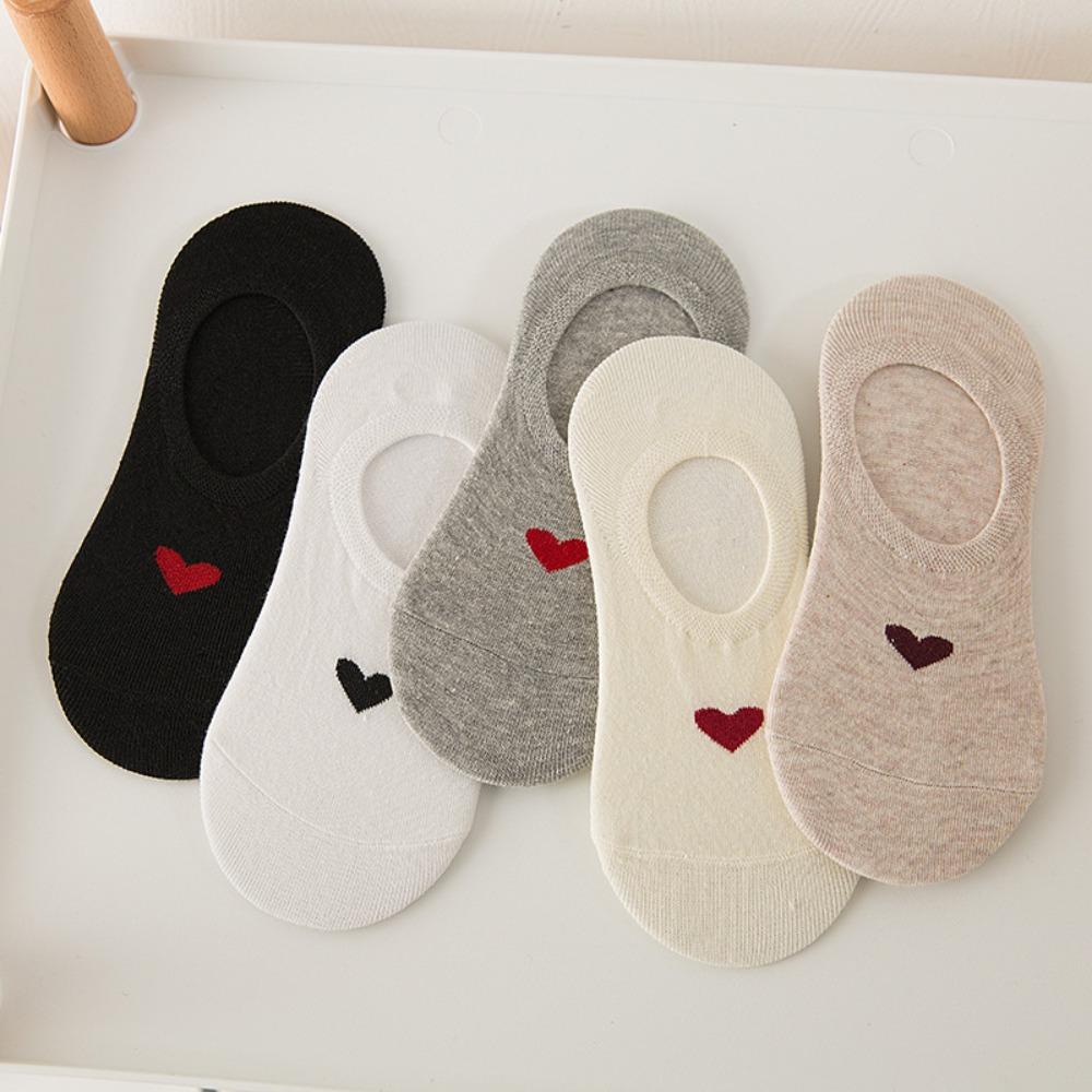 

5Pairs Sweet Boat Socks Love Heart Invisible Socks Fashion Short Tube Socks Girl/Women 5Pairs