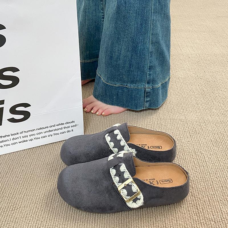 

Толстая подошва с внутренней высотой, супер огонь сумка-однопедаль, голова-полушлепки женские весенние для улицы 2025 новая одинарная обувь 40