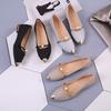 New Flat Bottom Pointed Head Shallow Mouth Single Shoes Women's Fashion Metal Head Bright Leather Princess Shoes