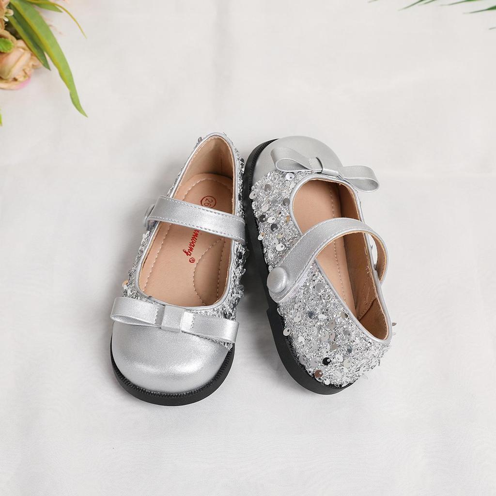 Children's Leather Shoes - New Spring/Autumn Styles: Cute Princess Sparkly Shoes with Soft-Soled Velcro for Babies