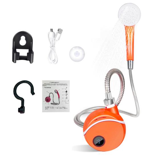 Přenosná kempingová sprchová pumpa USB dobíjecí venkovní kempování turistika mytí aut čištění domácích mazlíčků karavan cestování elektrická sprchová hlavice postřikovací pumpa