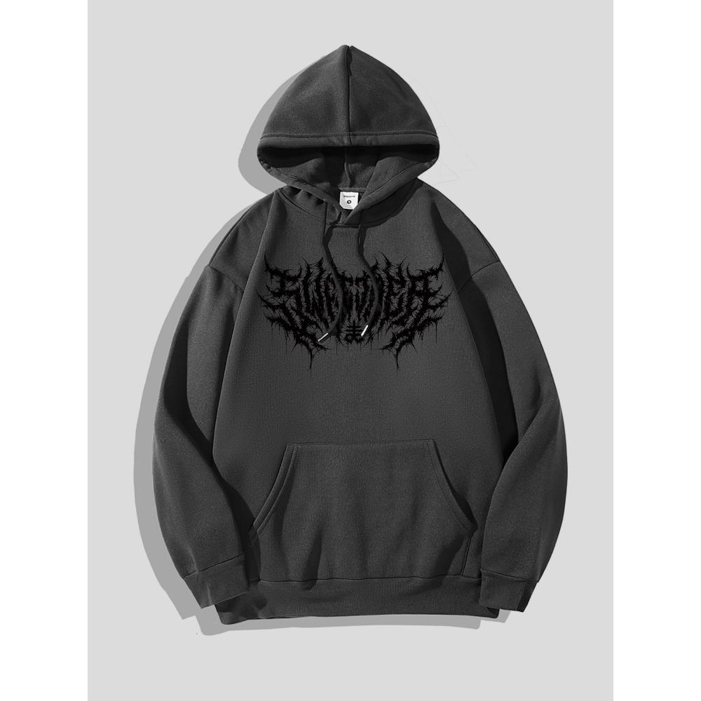 Casual Hooded Sweatshirt for Men in a Gothic Dark Style, Perfect for Fall And Winter S
