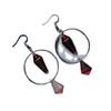 Mystic Goth Red Coffin Cross Water Drop Red Crystal Circular Dangle Earrings for Women Men Hallowmas Party Aesthetic Jewelry