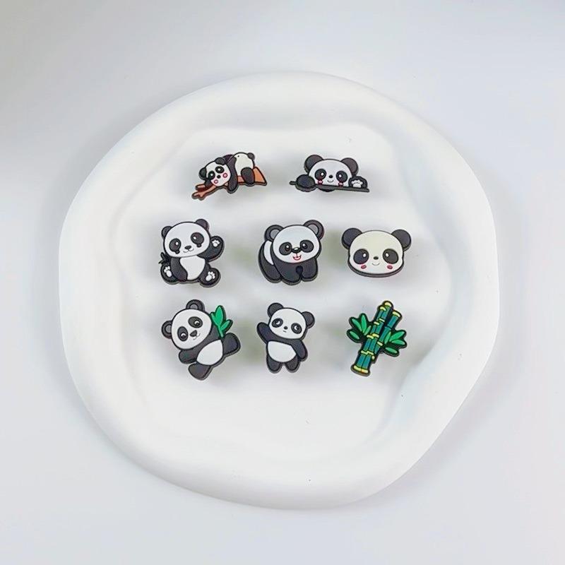 

8 шт. Модные шармы для обуви для кроксов Набор Аксессуары Пряжка для обуви с отверстиями Милая Панда Лист бамбука DIY Украшения для обуви