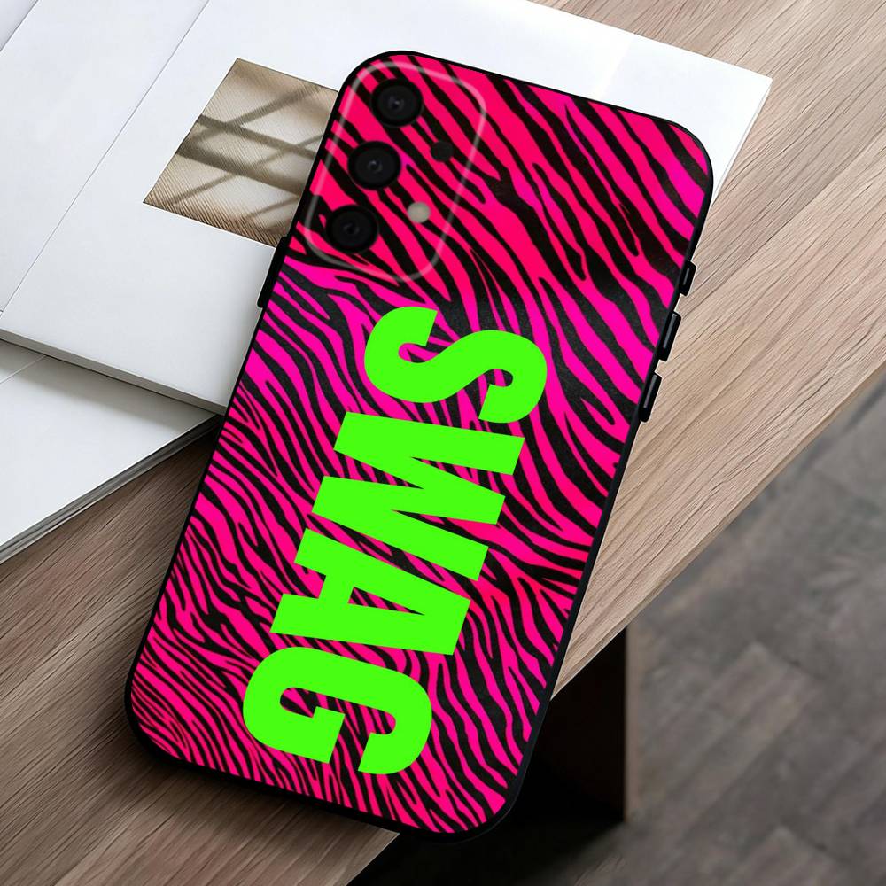 C-Clmj L-L-Leopard P-P-Print SWAG Phone Case For Samsung Galaxy A73,A72,A71,A70,A53,A52,A51,Soft Silicone Black Cover