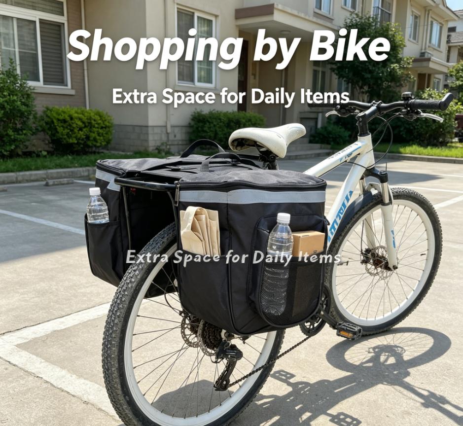 Bicycle Rear Seat Bag Large Capacity Waterproof Double Side Pannier Bag With Reflect Strip Bicycle Rear SeatTail Bag