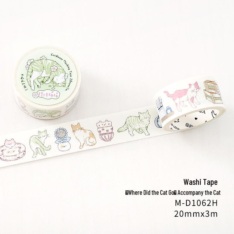 Xin s Lover Washi Tape:  Where Are They  Cat Series - Watercolor Festival Gift Stickers