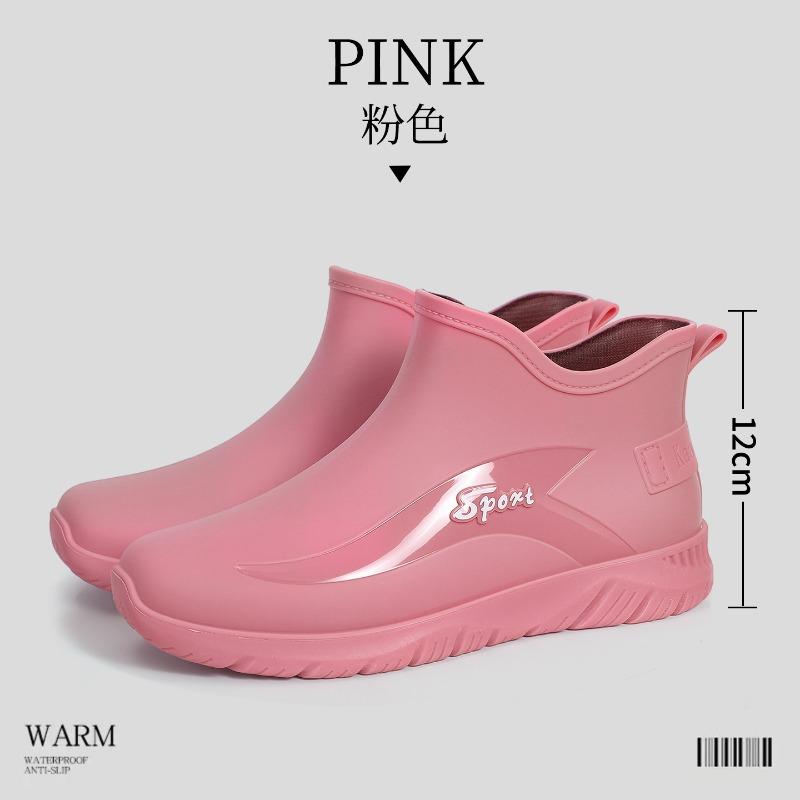 Fashion Rain Shoes Women Wear Waterproof and Non-slip Water Shoes Short Tube Thick-soled Wear-resistant Warm Shoes