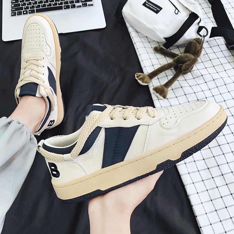 Sommer Allround Herren Freizeit Skateboard Schuhe Stoßdämpfend Abriebfest Bequeme Flache Schuhe Runde Zehenpartie Schnür-Sneakers