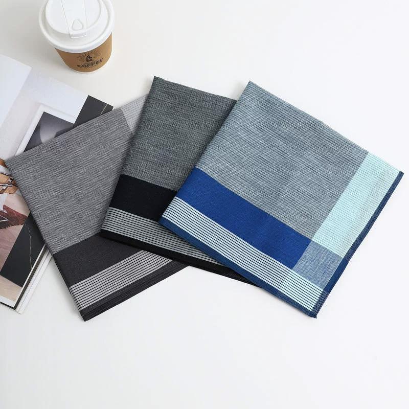 3 szt. Bawełniane 43x43cm Eleganckie Męskie Chusteczki do Ocierania Potu Artykuły Ślubne Barwiona Przędza Krata Nie Blakną Kwadratowe Chusteczki