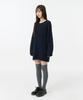 OHESHIO Nubby Textured Half Knit, Navy