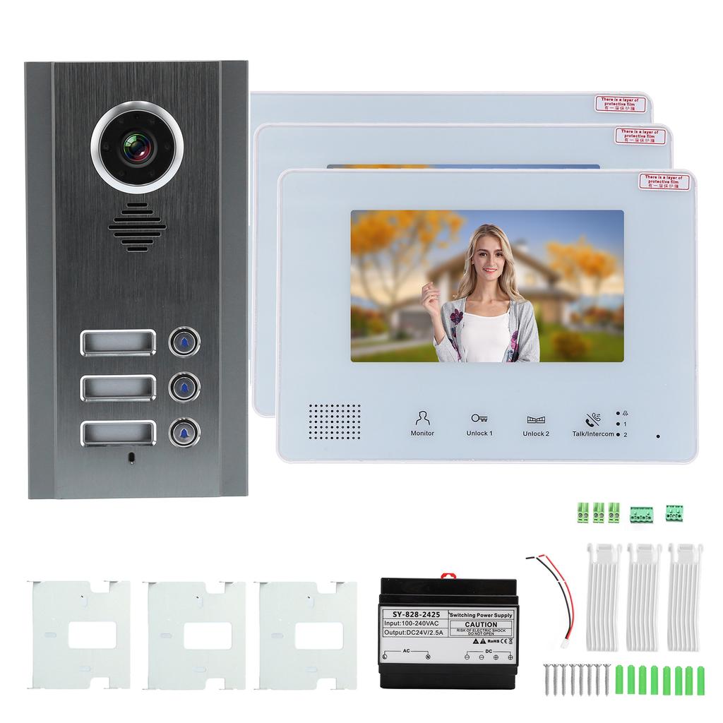 BUS 2 Wire Video Doorbell Camera Direct Press Type Color Display Two Way Intercom Night Vision