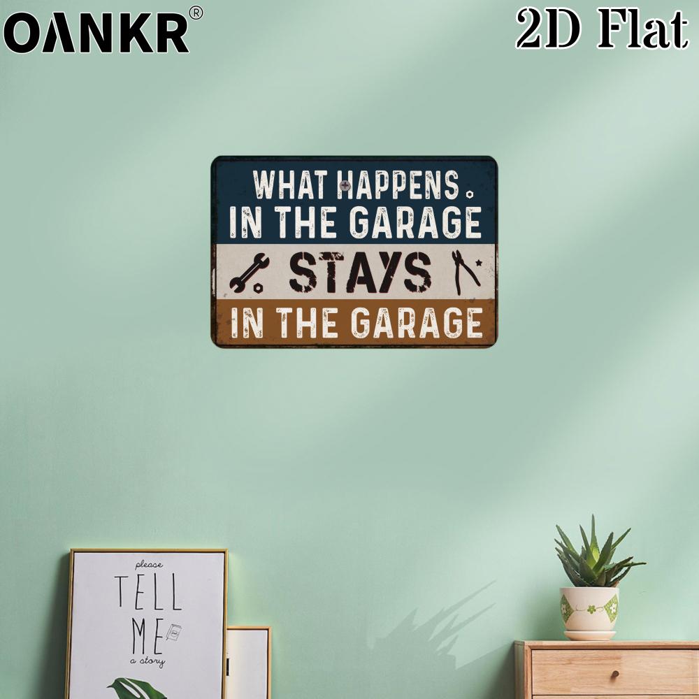 Vintage Metal Tin Sign Ideal Gift x Inch What Happens In The Garage Stays In The Garage Metal Signs for Man Cave Home Decor 20x30cm(7.8x11.8inch)