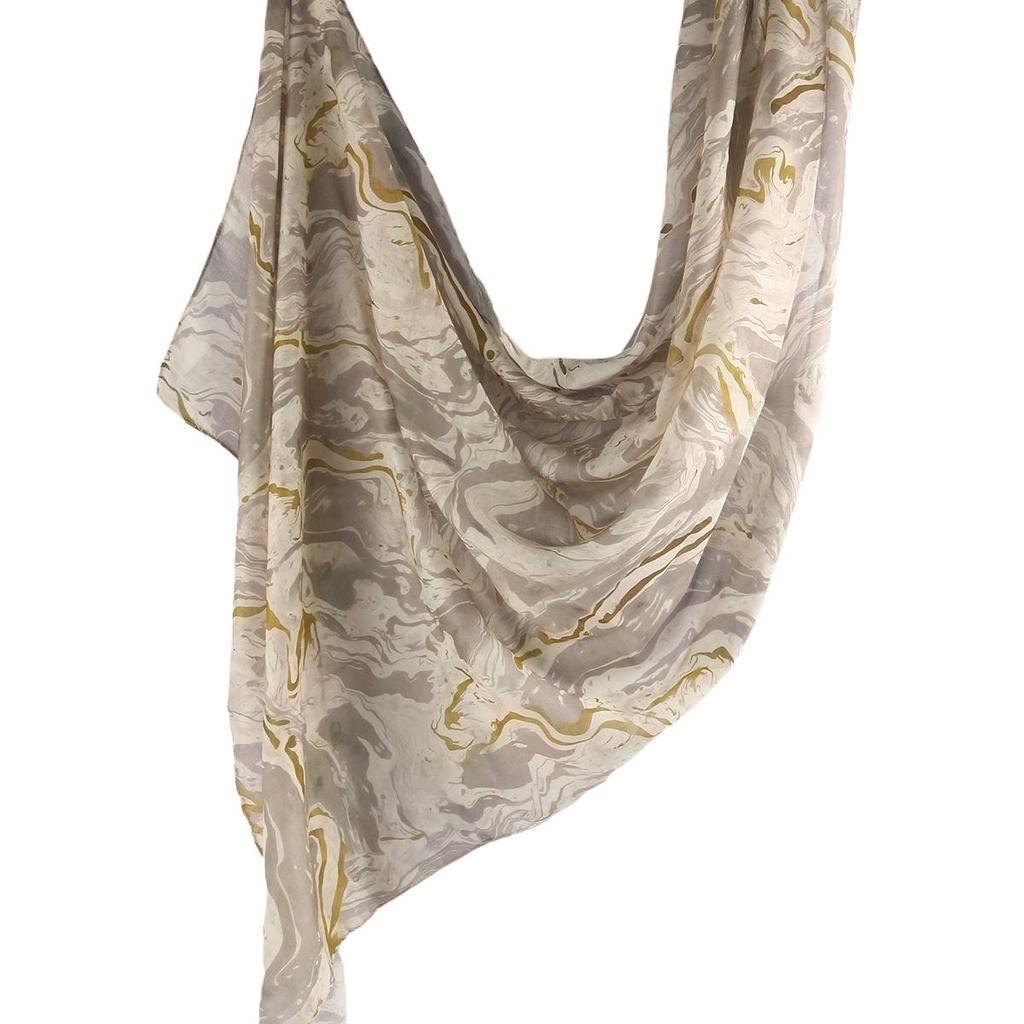 "Ethnic Watercolor Modal Cotton Shawl Satin Print Scarf for Women"