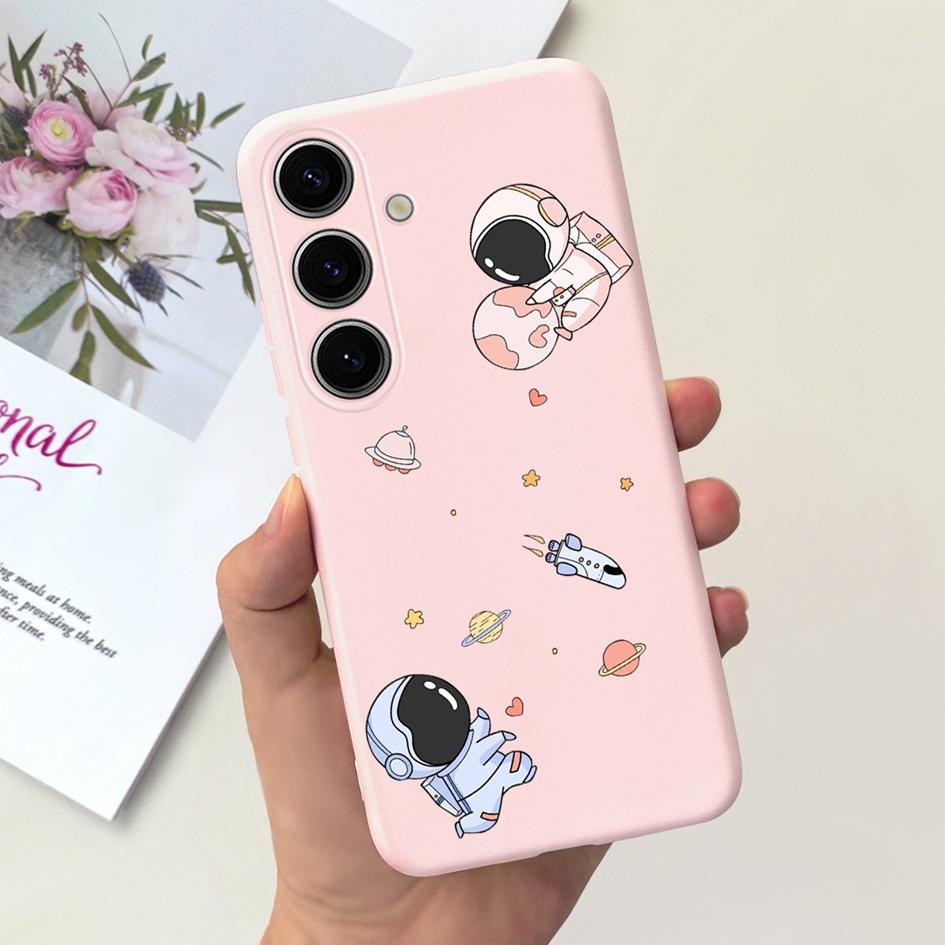 For Samsung Galaxy S24 Plus Case Lovely Yellow Duck Astronaut Matte Silicone Soft Cover For Samsung S 24 S24 Ultra S24+ 5G Funda