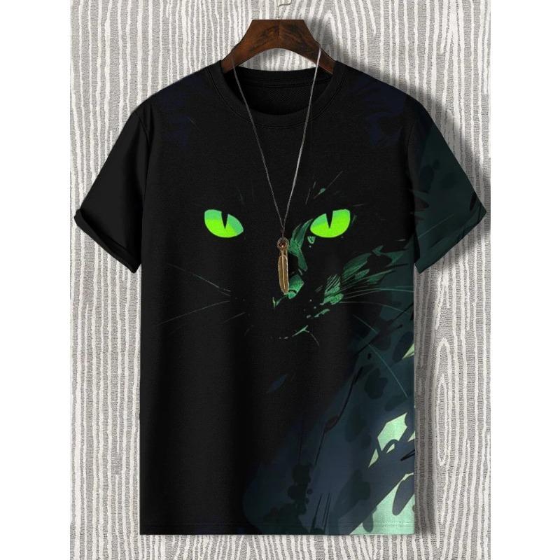 Men's Animal Funny Cat Printed T Shirt Short Sleeved Tees Tops 3D Print O-Neck Shirts Party Summer Casual Men's Clothing Apparel
