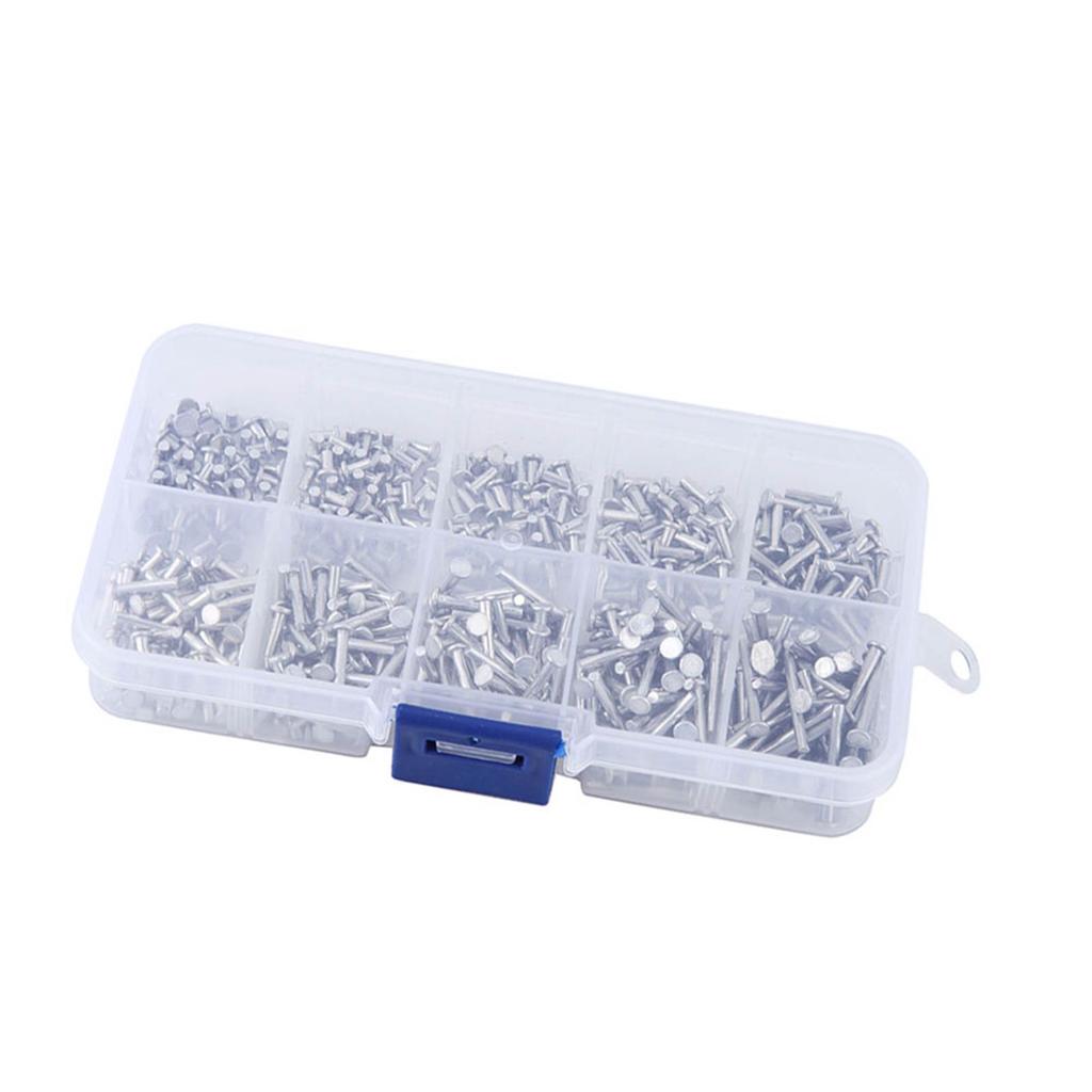 500pcs M2 Flat Head Aluminum Rivets Flat Head Solid Rivet 3mm 18mm Length