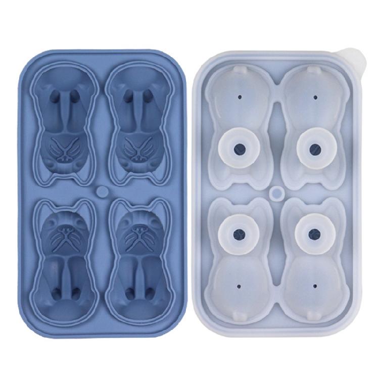 Innovative 4 Cavity 3D Dog Ice Cubes Tray Food Grade Silicone Mould for Unique Drink Presentation Kitchen Tool