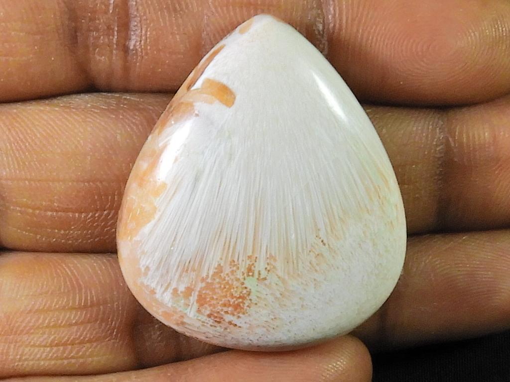 58Cts. Pink Scolocite Pear Healing Crystal Cabochon Loose Gemstone 31X35X8MM SK-2457