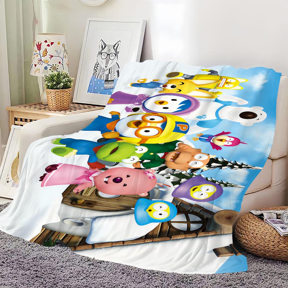 Cartoon Cute P-Pororos-S Penguin Blanket Travel Gift Comfort Warm Soft Plush Suitable For Sofa Living Room Office Bedroom