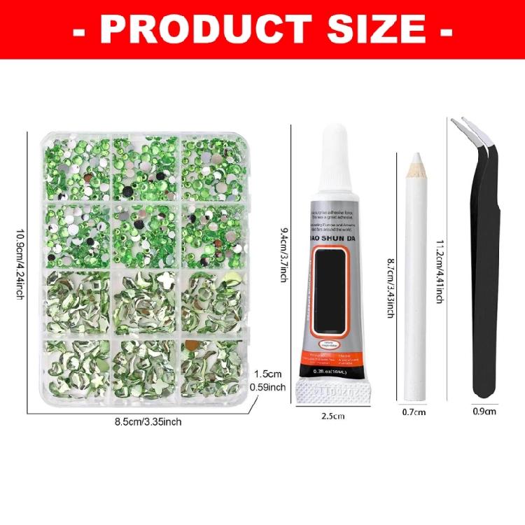 DIY Nail Art Kit With 3mm AB Transparent Flat Back Rhinestones 12 Compartments For Crafts And Fashion