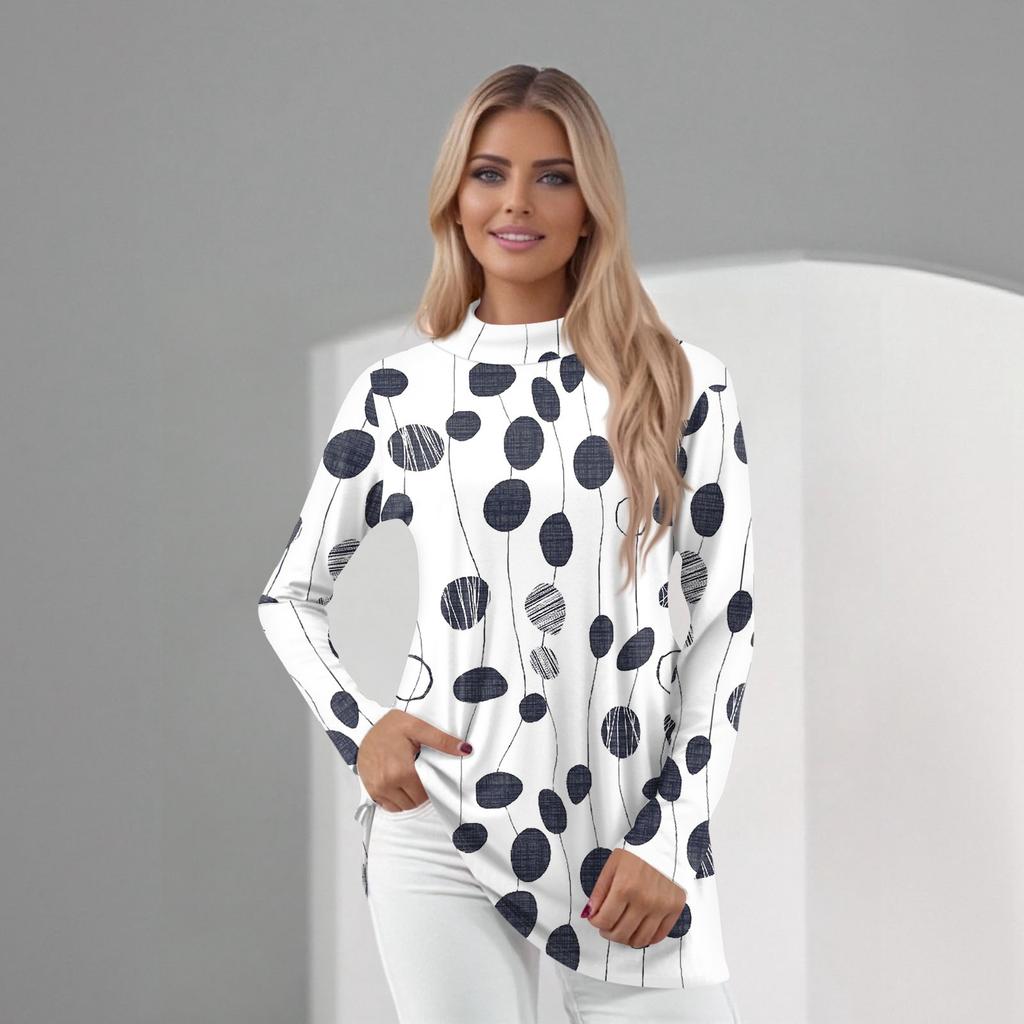 Women's Daily Casual Long Sleeve Mid Collar Top