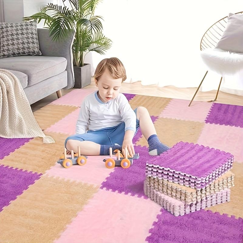20/24 Stück Ineinandergreifende EVA-Schaumstoff-Teppichfliesen - Weicher Plüsch Geeignet für Kinderzimmer, Spielzimmer, Schlafzimmer - Rutschfest Maschine