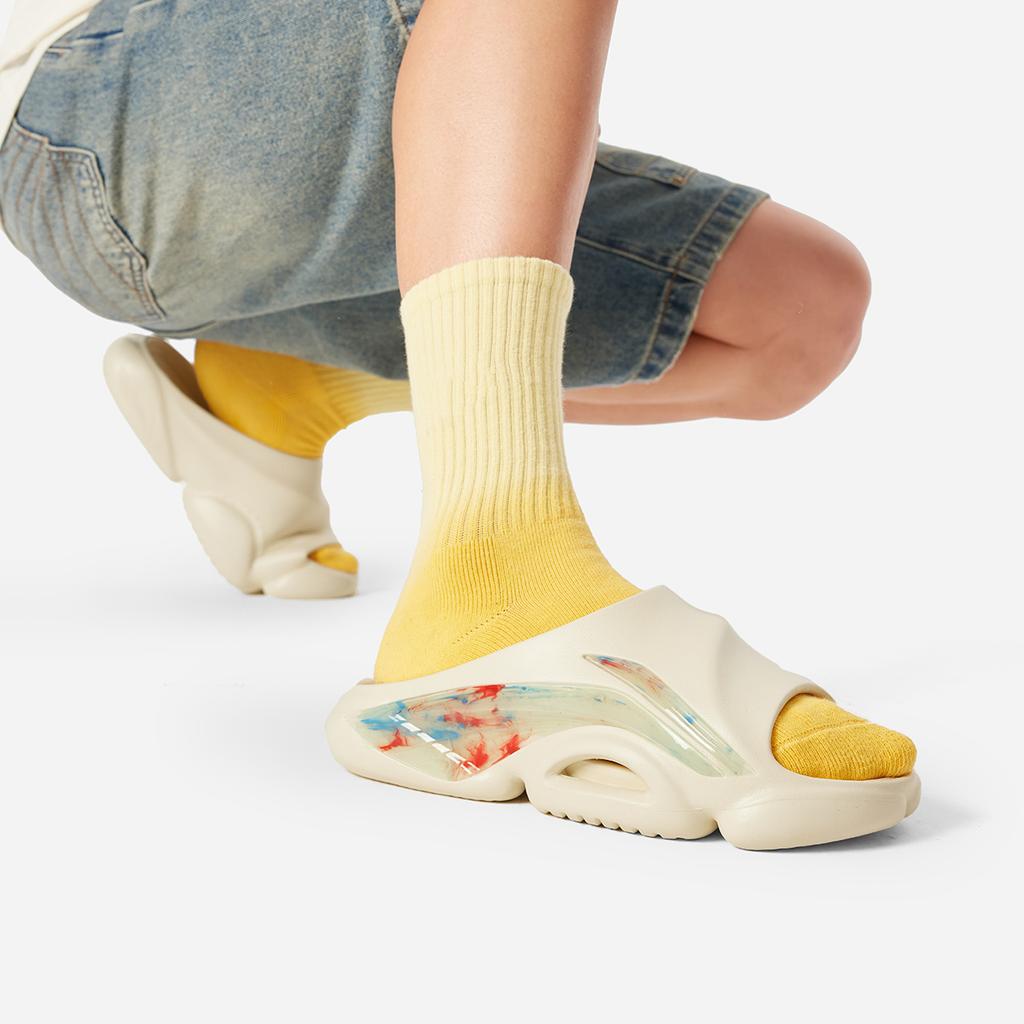 Li Ning Badfive Slide Og Vielseitige Lässige Atmungsaktive Leichte Rutschfeste Pantoletten Herrenschuhe Gelb ABTV007-3