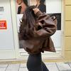 Women's Faux Leather Motorcycle Jacket - Autumn/Winter Short Zippered Style