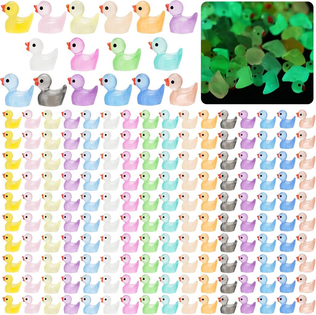 100/200Pcs Glowing Mini Resin Little Ducks Moss Microlandscape Miniature Duck Figurines Fairy Garden Accessories Home Decor