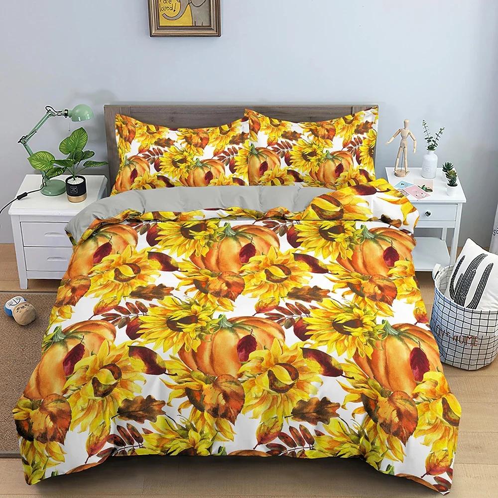Pumpkin Bedding Set Halloween Decor Duvet Cover Set Bed Set Duvet Cover with 1/2 Pillowcase Comforter Bedding Sets Twin Queen