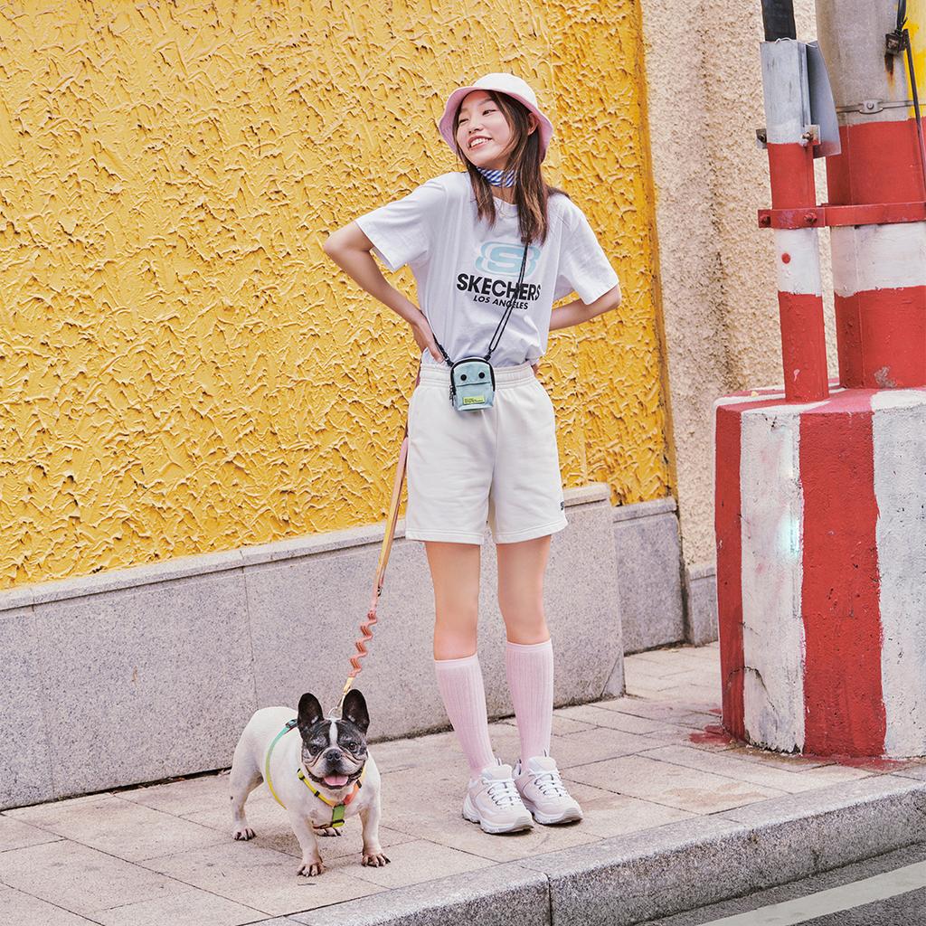 Skechers Colorful Casual Series Solid Straight Casual Shorts Unisex Shorts Cotton-Candy-White L122W057-0074