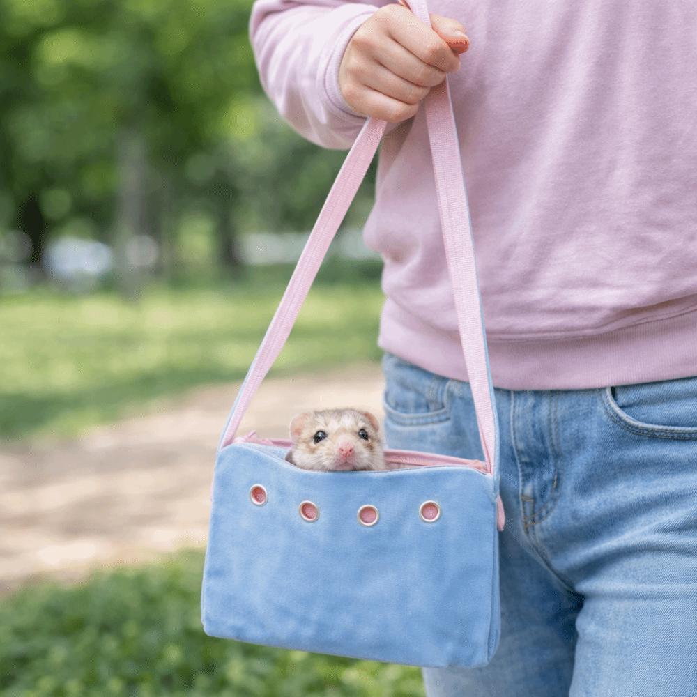 Ventilated Hamster Carrier Bag Zipper Closure Comfortable Portable Pet Carrier Soft Warm Pet Travel Tote Bag Small Animal