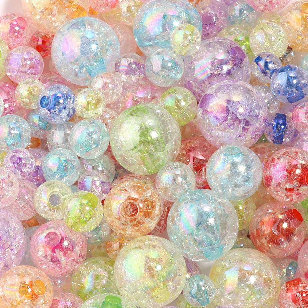 15-100Pcs/lot Acrylic Cracked Crystal Beads 8-18mm Light Colored Loose Beads For Jewelry Making DIY Bracelet Necklace Supplies