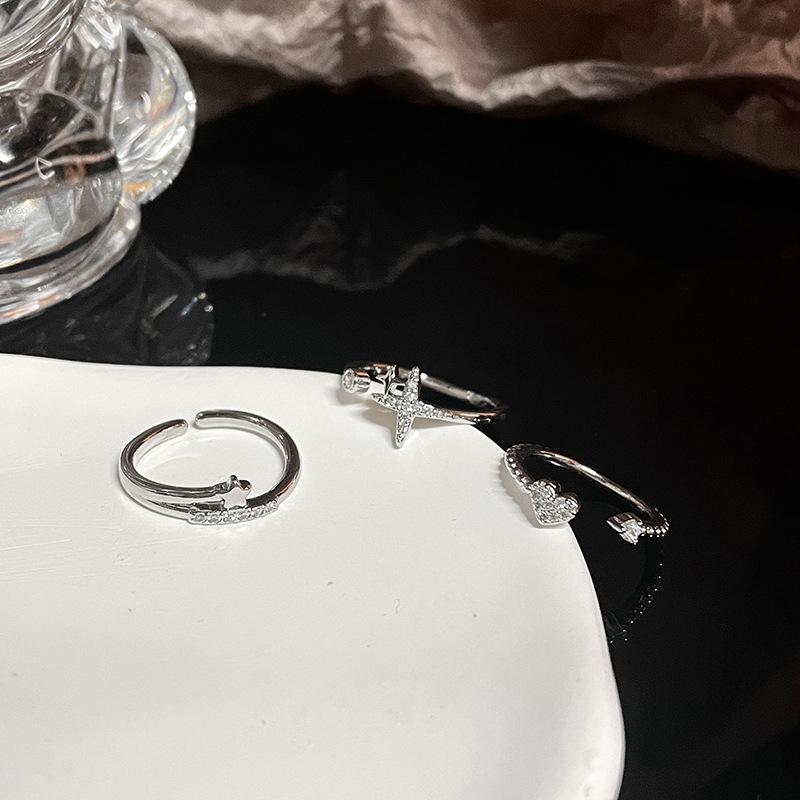 Starlight Sparkling Diamond Broken Diamond Ring Niche Design Advanced Cold Wind Minimalist Open Ring Ring