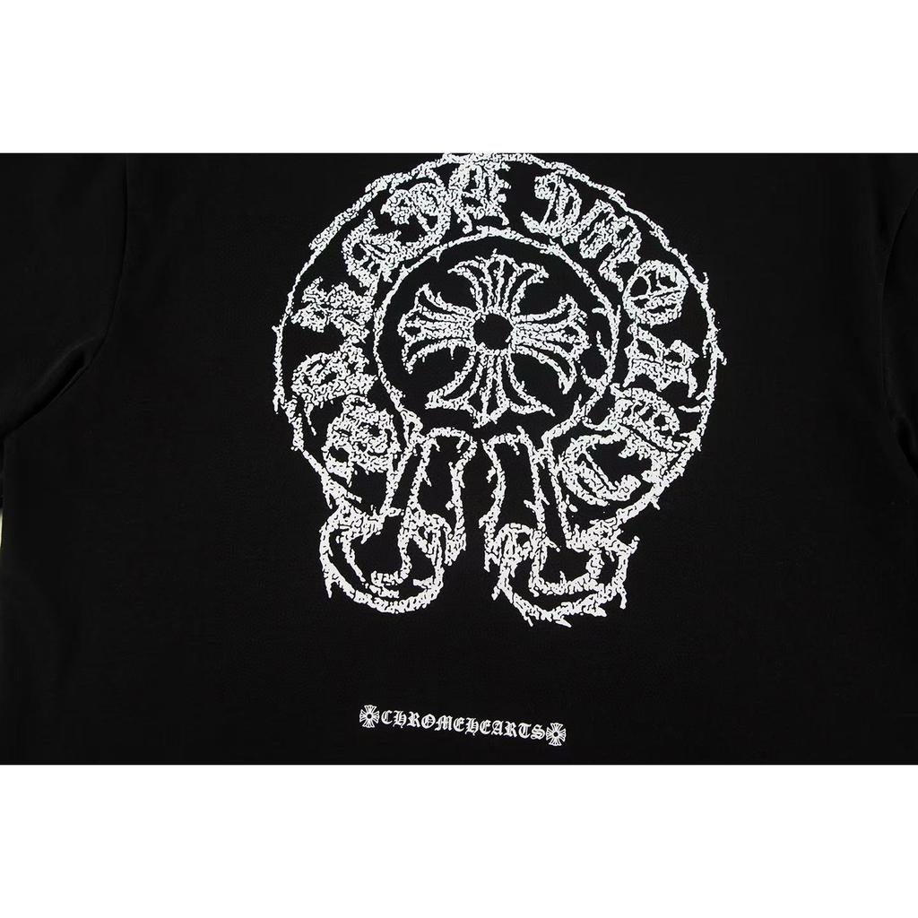 W344 CHROME HEARTS 2025 Verano Nueva Camiseta de Algodón de Alta Calidad con Cuello Redondo Suelta de Talla Grande para Hombre y Mujer Camiseta para Pareja