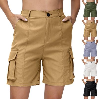 Women's Casual High Waist Solid Color Elastic Waist Shorts