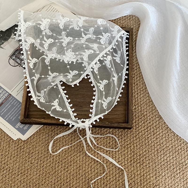 Lace Silk Scarf Headscarf Headband Pastoral Spring New Multi-functional Triangle Scarf Waist Seal