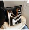 Large capacity simple fashion striped cloth bag spring new lazy style shopping bag shoulder tote bag