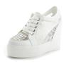 Fashion Women Sneakers Wedding Rhinestone Casual Platform Trainers White Mesh Shoes 11CM Heels Breathable Woman Height Increasing Shoes
