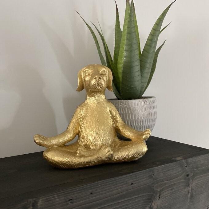 

Stylish Yoga Golden Dog Home Accent Resin Craft Decorative Item For Living Dcor Room