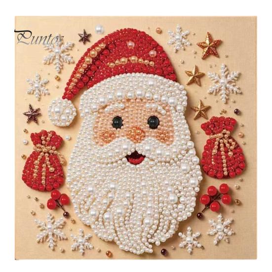Set Creativo Attività Festiva Pittura con Perle Finte Natalizie Fai da Te Kit Artistico, Carino Kit di Perline 3D Regalo Fatto a Mano per Bambini Artigianato Adulti Principianti, Kit Gemme Parete Casa