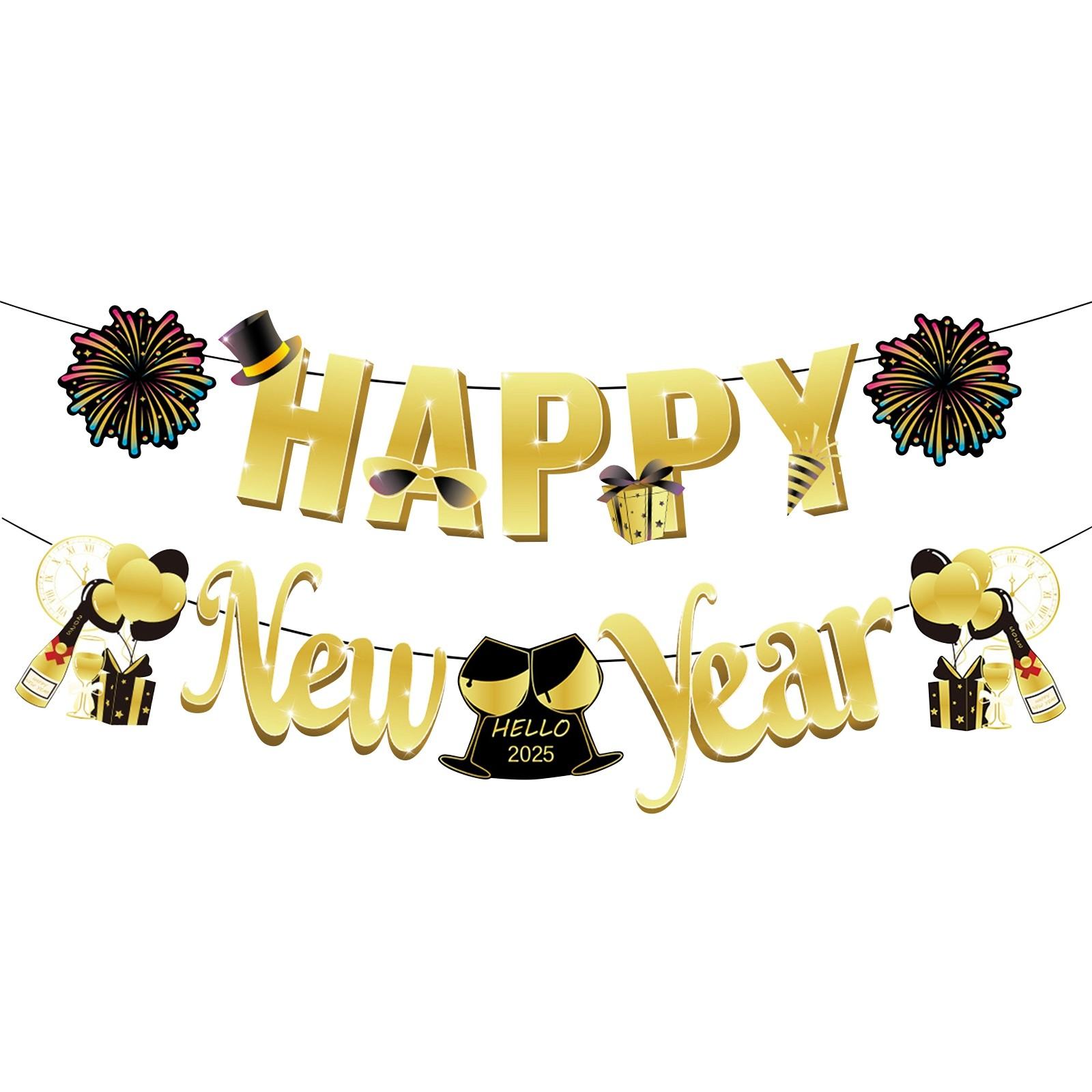 

Баннеры на Новый год и в канун Нового года, праздничные украшения, подвесные украшения One Size золотой