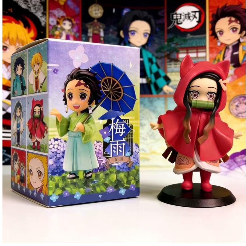 Nuova Figura Anime Figure di Demon Slayer Kimetsu No Yaiba Bambola Serie Pioggia di Prugne Scatola Cieca Statuetta Guerriero Action Figure Modello Giocattoli