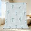 Cozy Soft Flannel Blanket with Bow Trim – Skin-Friendly Couch Throw for Home Leisure, Halloween & Christmas
